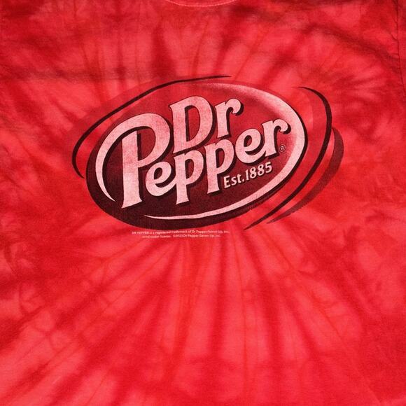 Colortone Dr. Pepper Logo T-Shirt Men Small Red Tie Dye Short Sleeve Graphic - Picture 3 of 7